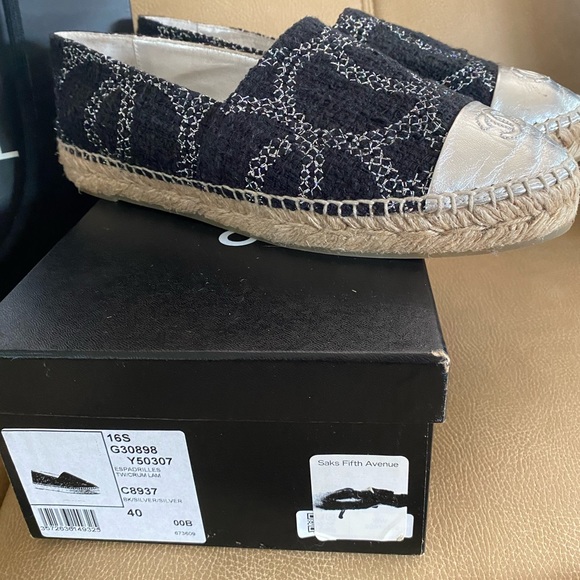 Chanel Slvr/Black Espadrilles Lambskin & Tweed - Picture 8 of 13